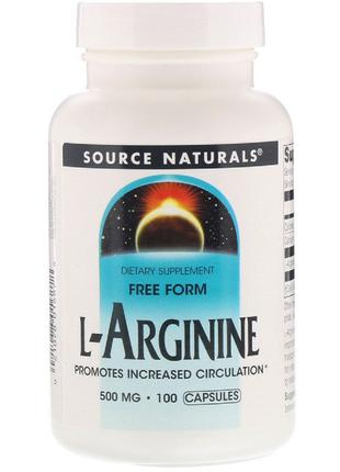 L-Аргинин 500мг, Source Naturals, 100 капсул