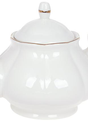Чайник фарфоровый Вивьен, 900 мл, цвет - белый с золотым кантом