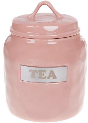 Банка керамическая для хранения Tea, 1,5 л, цвет - розовый