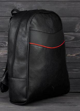 Стильный, черный рюкзак из эко-кожи пума
