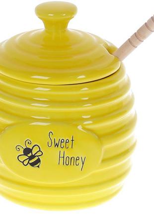 * Медовница «Sweet Honey» Пчелки 450мл керамика с деревянной л...