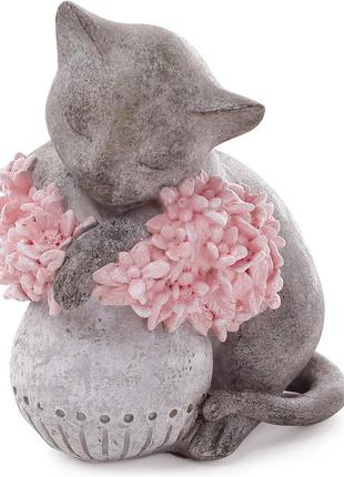 * Статуэтка декоративная "Котик с розовыми цветами" 18см,