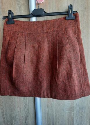 Спідниця міні з кишенями h&m 36 твид юбка мини с карманами