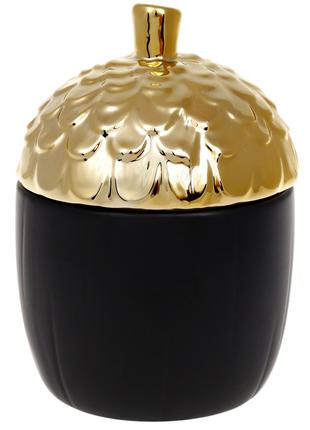 Банка керамическая Желудь, 670мл, цвет - чёрный с золотом