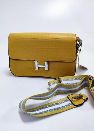 Клатч jh-8901 желтый / сумка через плечо vttv на широком ремешке