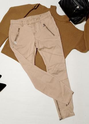Бежевые штаны armani exchange с молниями брюки