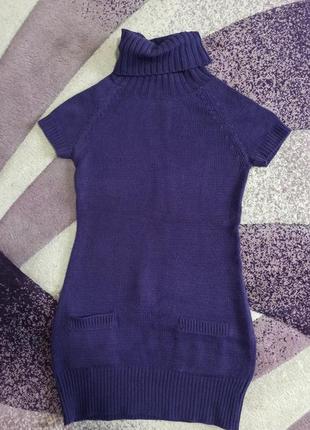 Платье теплое вязаное фиолетовое без рукавов terranova l