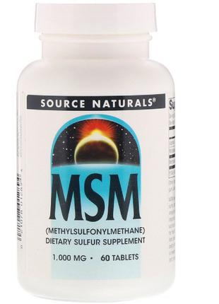 МСМ 1000 мг із вітаміном С, Source Naturals, 60 таблеток