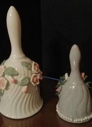 Комплект колокольчики ручные ручка розы цветы керамика набор