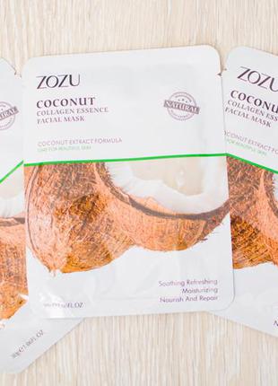 Тканинна маска для обличчя zozu coconut collagen essence facia...
