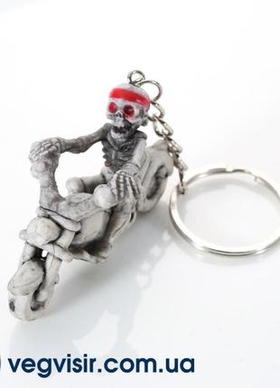 Брелок для ключів Череп Зомбі і мотоцикл скелет Мото байк