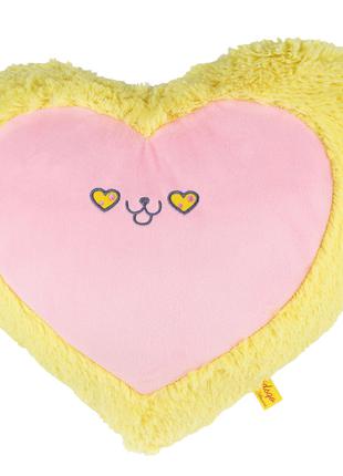 Подушка сердце кот желто-розовая 43см Мягкая игрушка валентинк...
