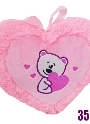 Мягкая игрушка подушка сердце с мишкой валентинка 35см Мягкая ...