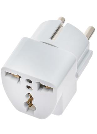 Переходник под английскую, плоскую и евро вилку 10А 220V, упак...