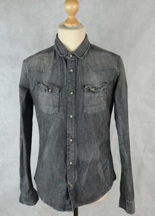 Рубашка джинсовая слим плотная 'allsaints' luis shirt 44-46р