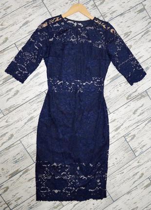 Ажурное платье темно-синего цвета, кружевное платье s/xs