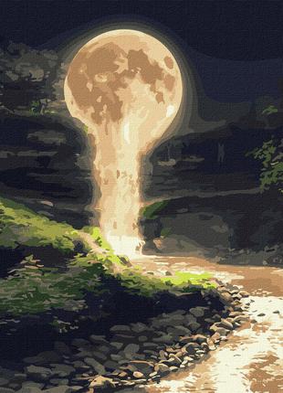 Картина по номерам 50×50 см. Лунный водопад с красками металли...