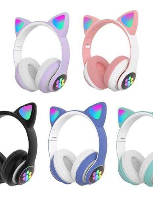 Беспроводные MP3 Наушники Кошачьи ушки с подсветкой Cat Ear ST...
