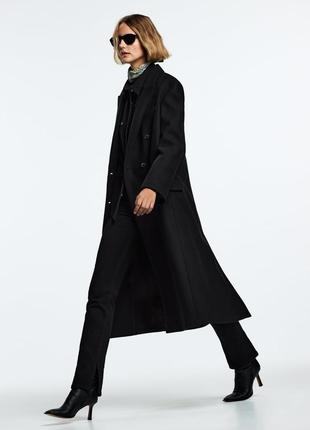 Вовняне пальто zara оверсайз чорного кольору