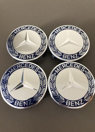 Колпачки заглушки в диски Mercedes-Benz/Мерседес темно-синие 7...