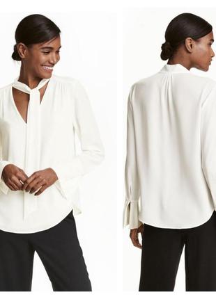 Белая натуральная вискозная блуза с бантом 100% вискоза качест...