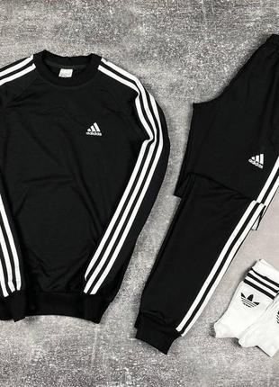 Черный, мужской спортивный костюм адидас adidas свитшот и спор...