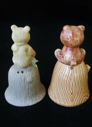 Комплект колокольчиков мишки цветы керамика подарок