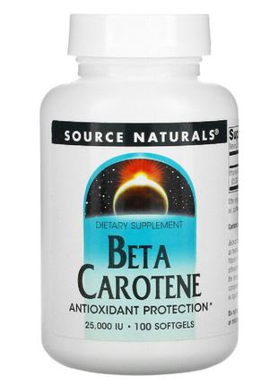 Бета Каротин (Витамин А) 25000IU, Source Naturals, 100 желатин...