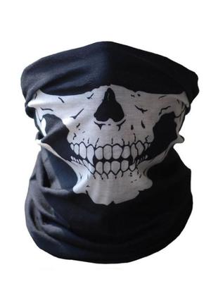 Бафф маска с рисунком черепа (челюсть) белая 1, унисекс