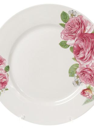 Набор 12(шт.) фарфоровых обеденных тарелок Розовые розы, 23см