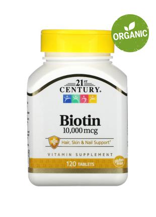 21st century, биотин, 10 000 мкг, 120 таблеток