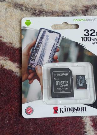 Картка пам'яті KINGSTON microSDHC 32 Gb Canvas Select+ A1 UHS-I (