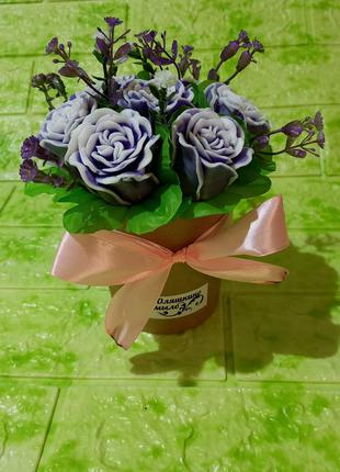 Букет цветов из мыла (7 бутонов роз)