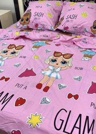 Детское постельное белье из хлопка розовый LOL