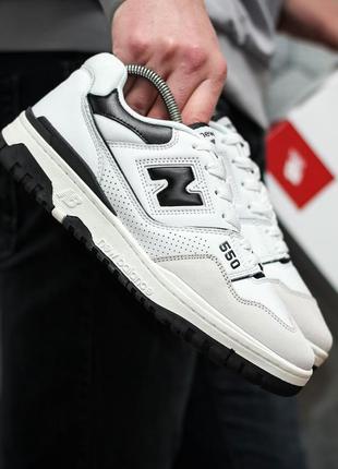 Кожаные, замшевые, белые кроссовки new balance 550