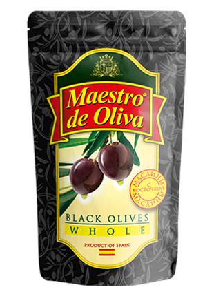 Маслины Maestro de Oliva черные с косточкой 170 гр