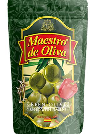 Оливки зеленые с перцем Maestro de Oliva, 170 гр