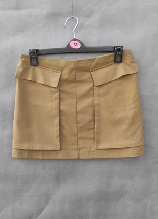 Мини юбка вискоза с большими накладными карманами размер uk 12
