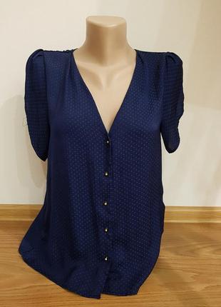 Легкая синяя блуза с коротким рукавом h&m
