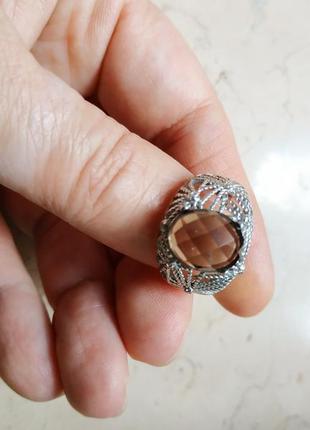 Серебряное кольцо с натуральным дымчатым кварцем ( раухтопаз).
