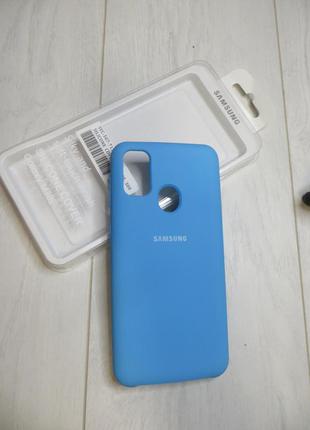 Чехол Samsung M30s - мягкий, внутри микрофибра  синий
