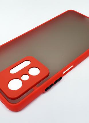Матовый чехол для Xiaomi Mi 11T Pro красный противоударный бам...