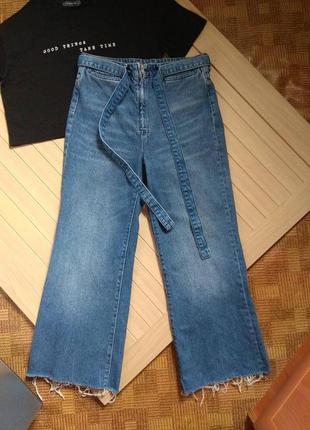 Кюлоты джинсовые джинсы с поясом & denim wide high waist ☕ наш...