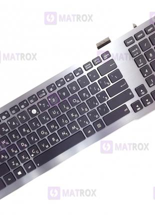 Клавиатура для Asus G75, G75VW, G75VX, ru, серая рамка, подсветка