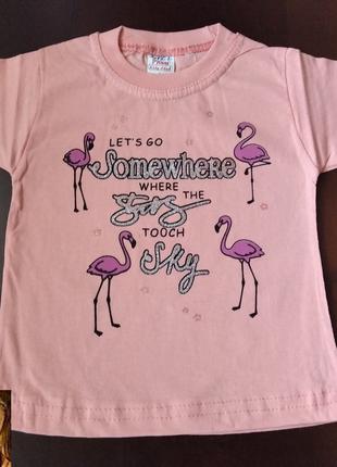 Детская розовая футболка "Фламинго" для девочки Турция Turkiz ...