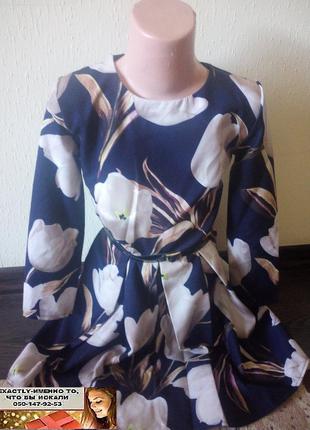 Стильное платье на девочку Тюльпаны 6, 7, 8, 9 лет