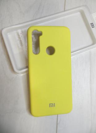 Чехол Xiaomi Redmi Note 8 - мягкий, внутри микрофибра желтый
