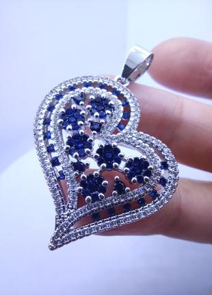 Кулон серебряный сердце с  синим танзанитом арт. 242