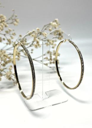 Сережки-кільця сталеві з фіанітами в позолоті