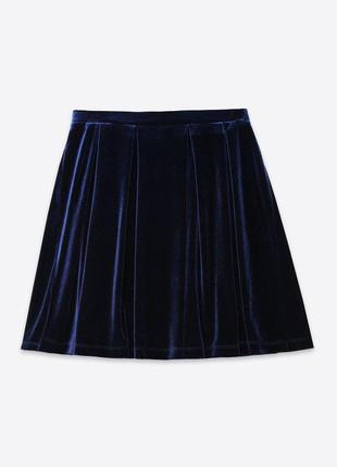 Тёмно-синяя бархатная юбка от top secret